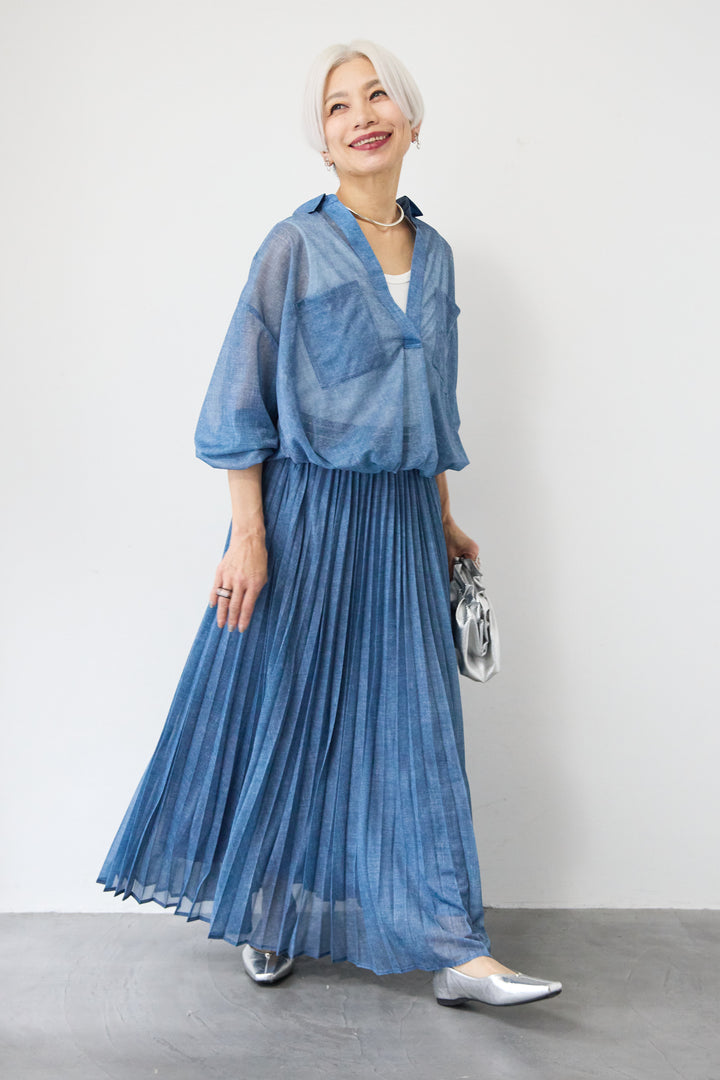 シアーデニムスキッパーシャツ