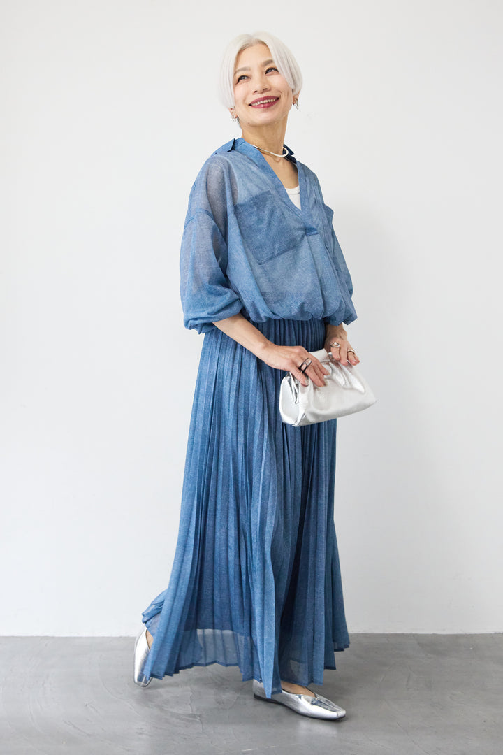 シアーデニムスキッパーシャツ