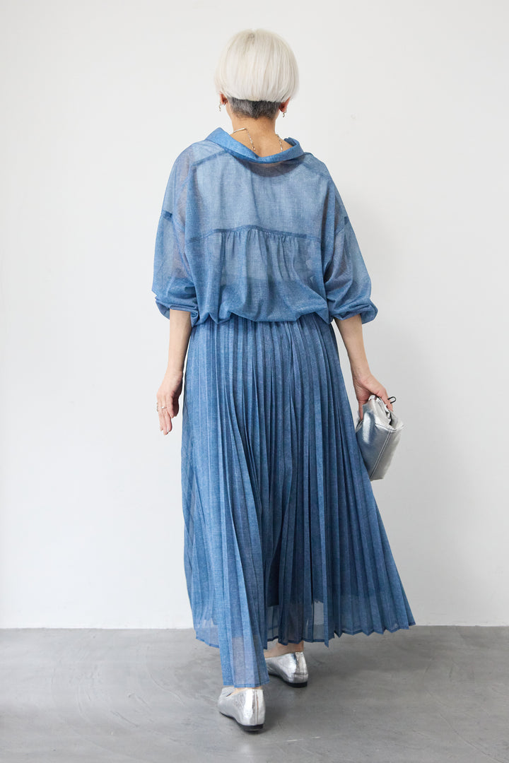 シアーデニムプリーツスカート