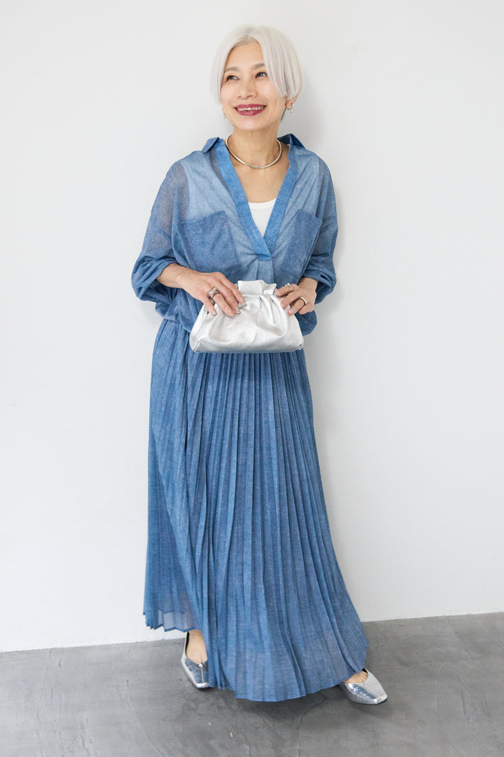 シアーデニムスキッパーシャツ