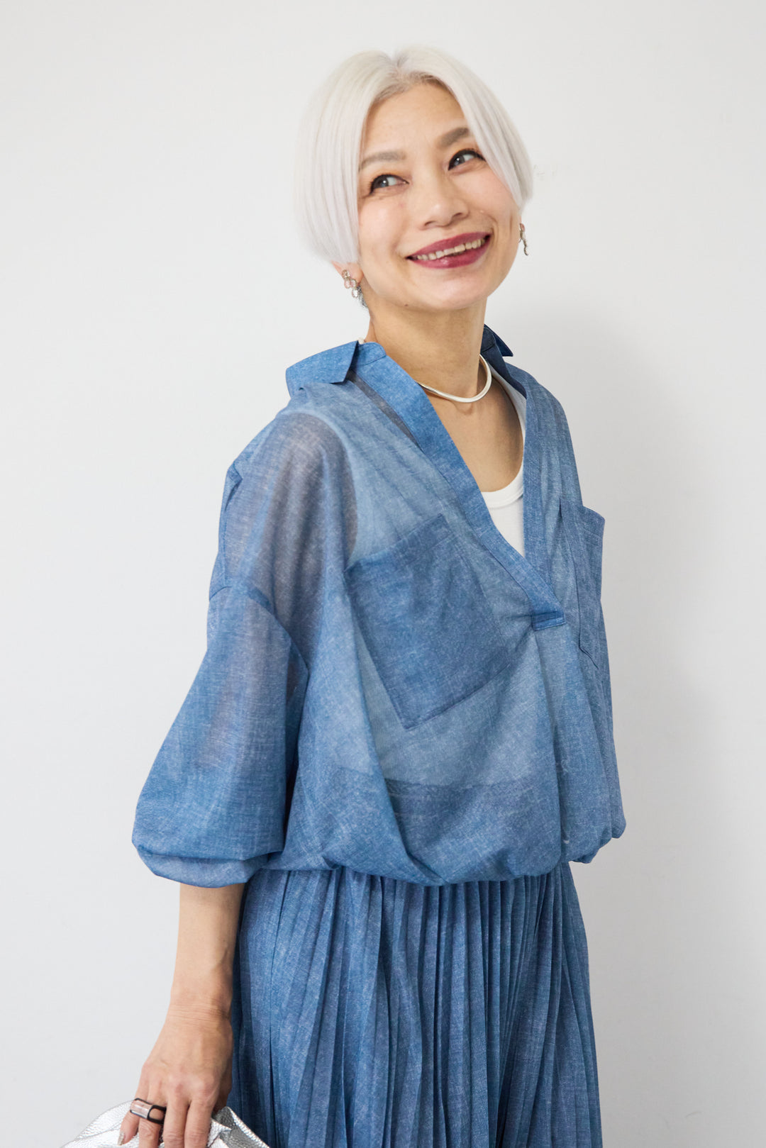 シアーデニムスキッパーシャツ