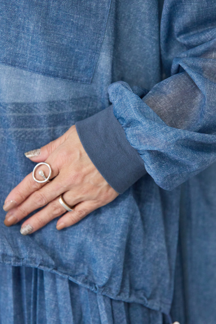 シアーデニムスキッパーシャツ