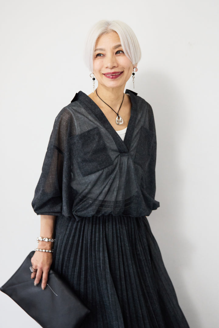 シアーデニムスキッパーシャツ