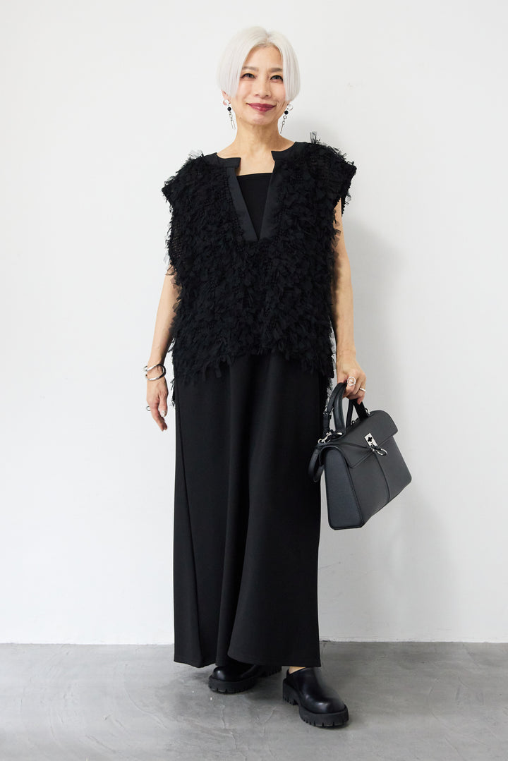 フェザーフリンジ レイヤードドッキングワンピース