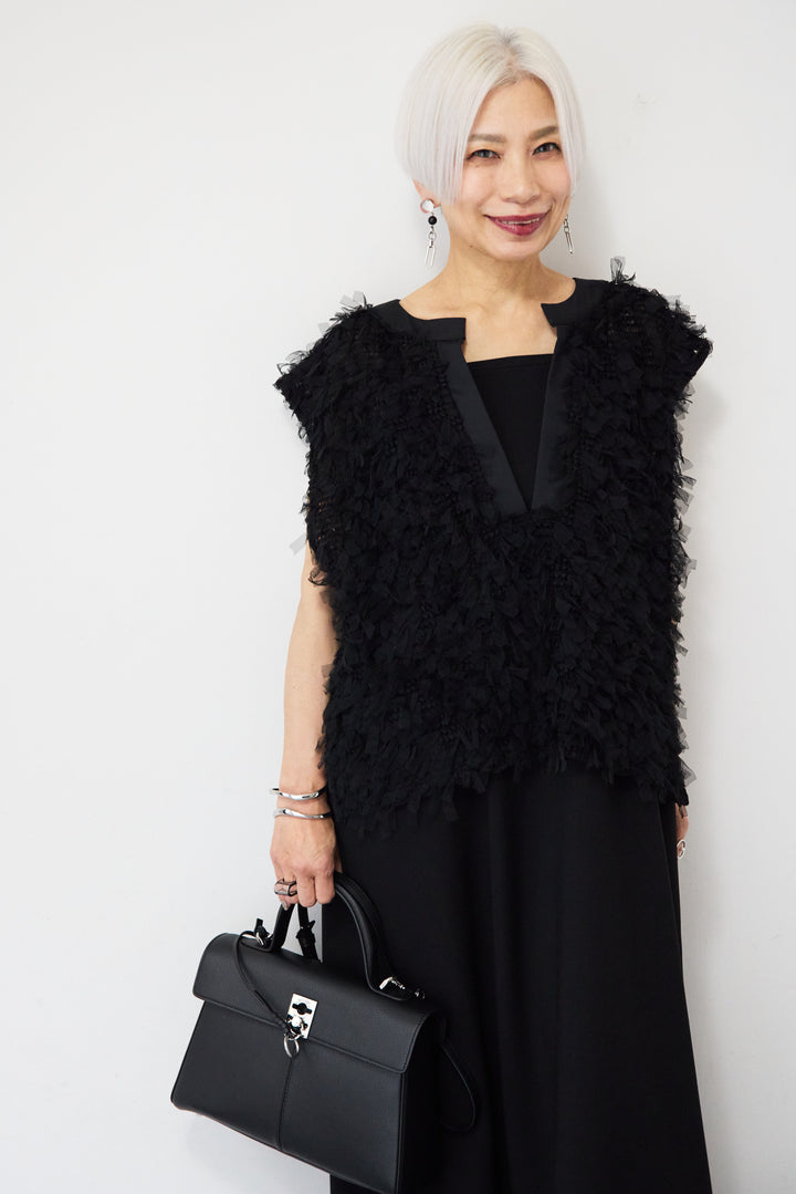 フェザーフリンジ レイヤードドッキングワンピース