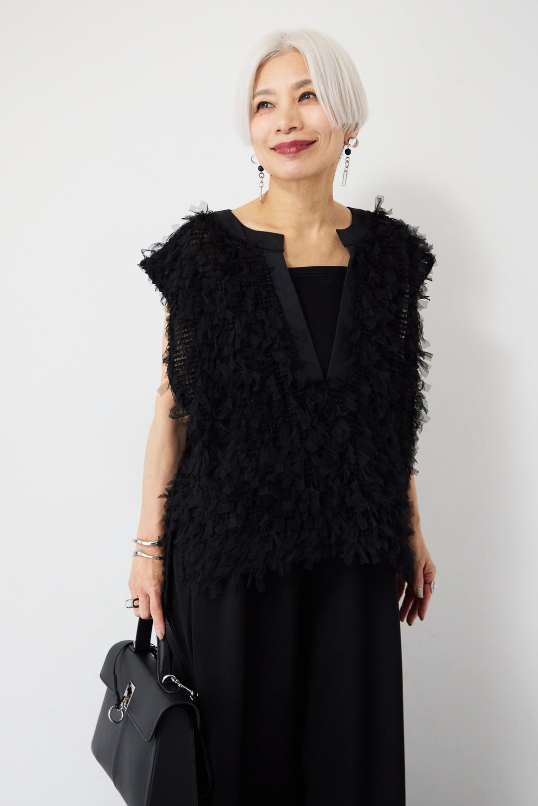 フェザーフリンジ レイヤードドッキングワンピース