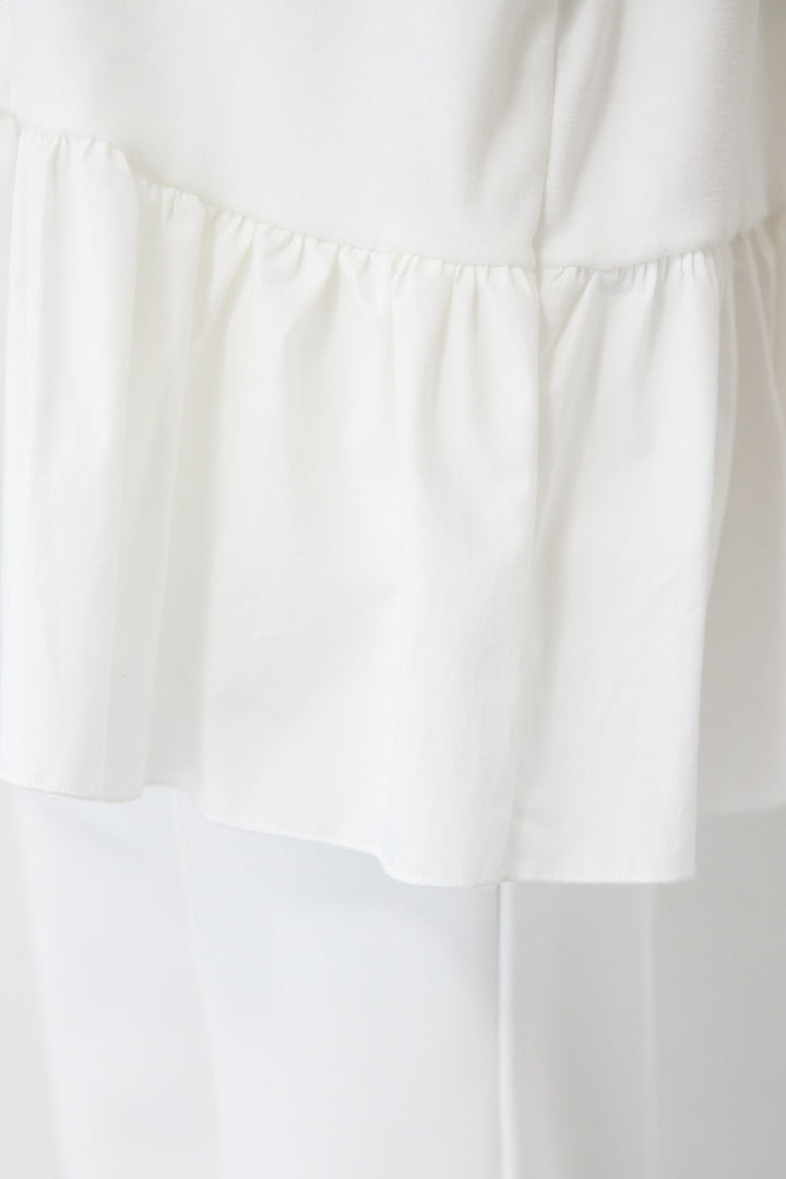 [SET]布帛ペプラム切替モックネックカットソー+ライトダンボールジョガーパンツ(2set)