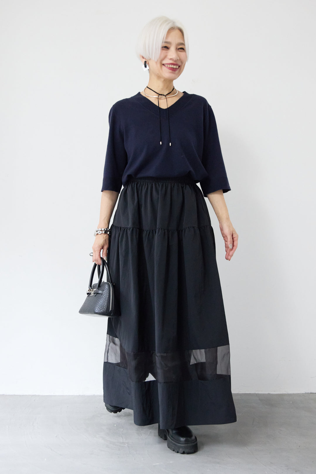 裾シアーデザインフレアスカート