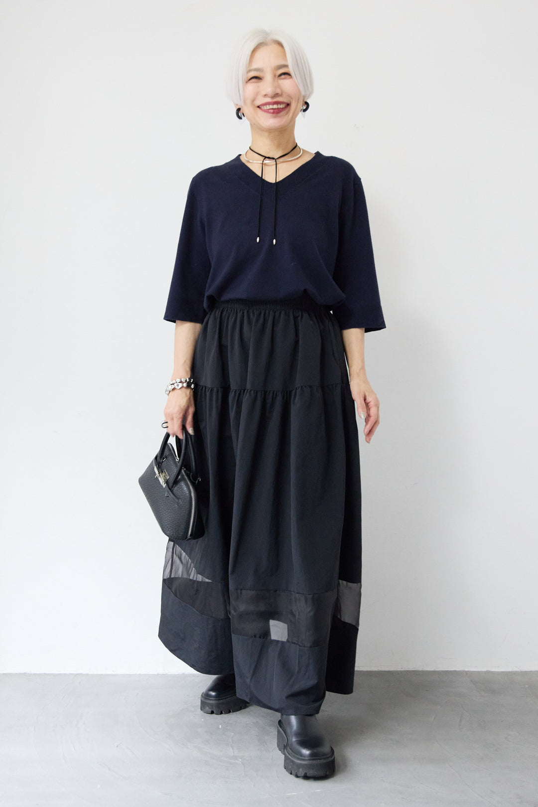 裾シアーデザインフレアスカート