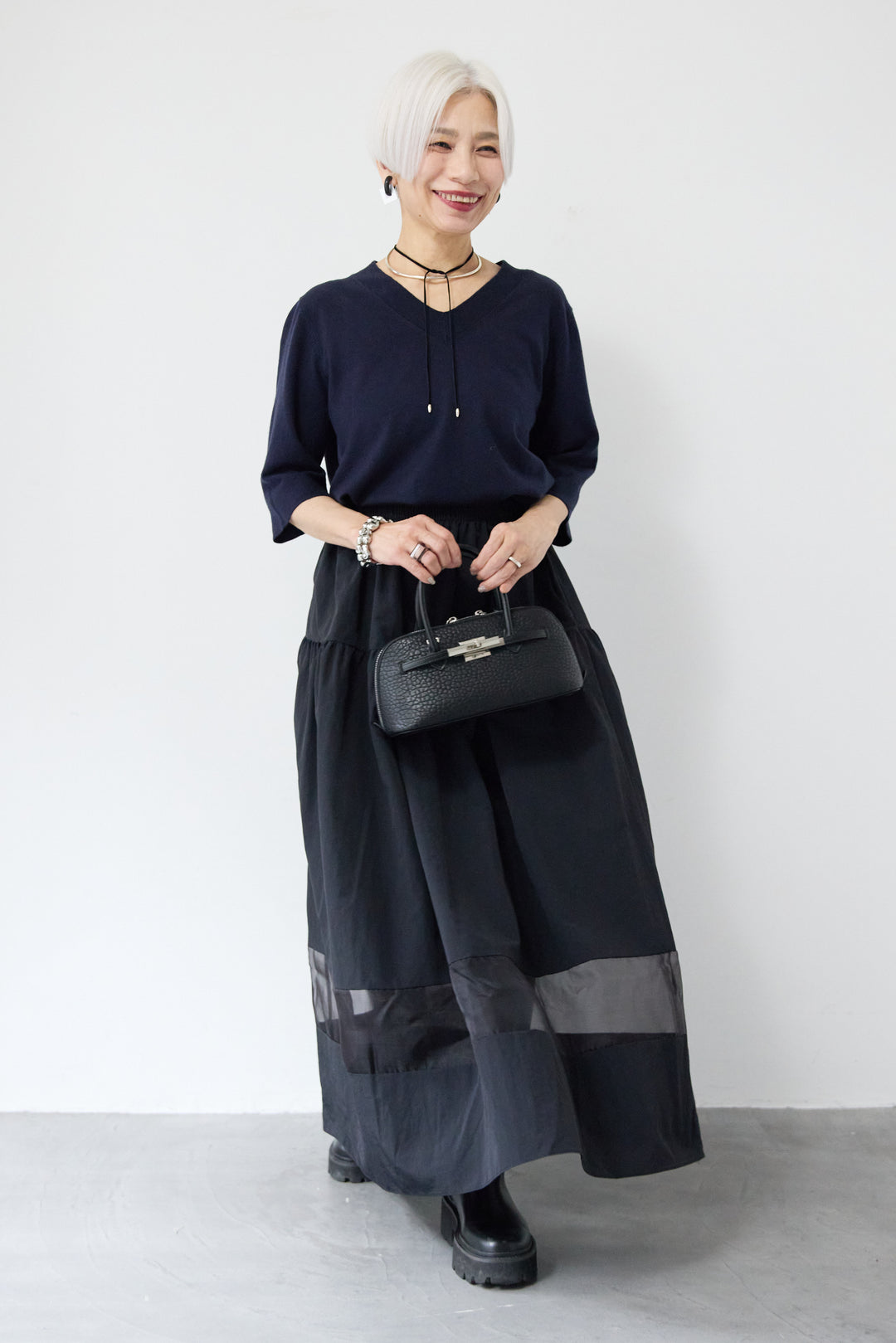 裾シアーデザインフレアスカート