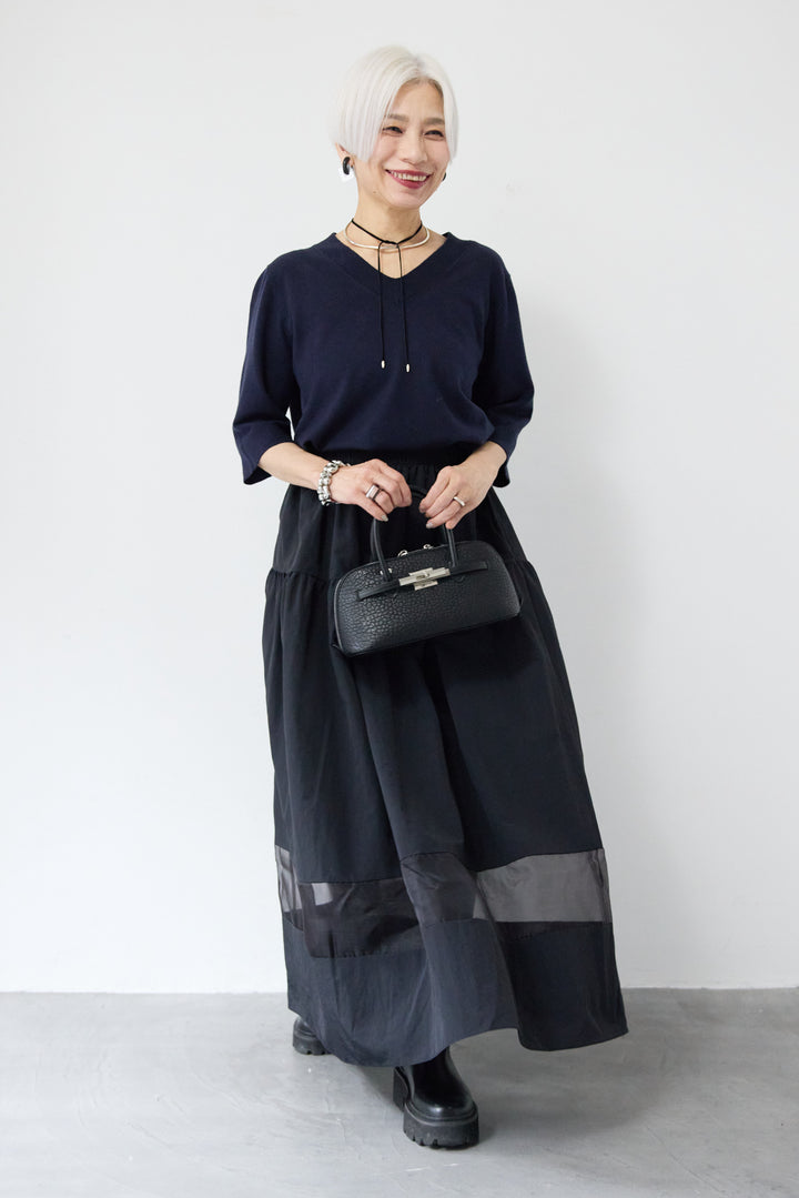 裾シアーデザインフレアスカート