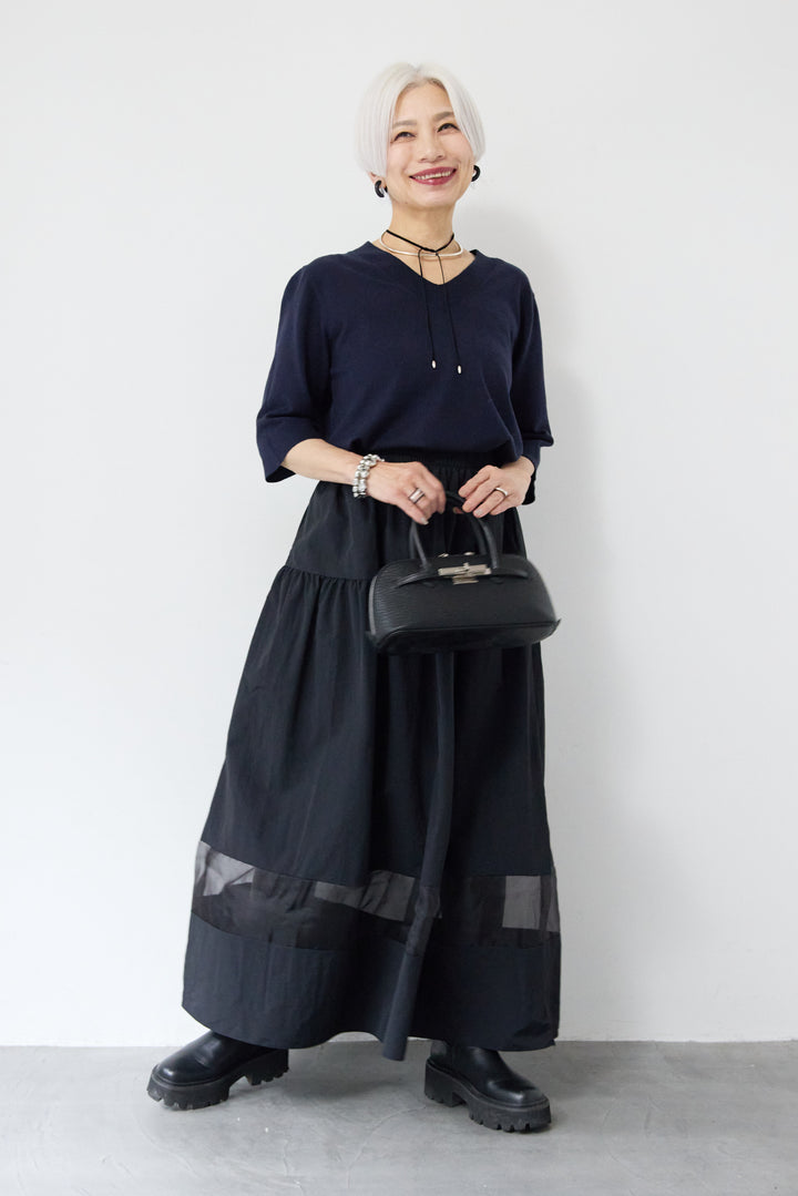 裾シアーデザインフレアスカート