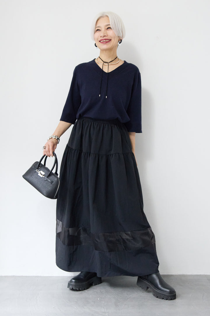 裾シアーデザインフレアスカート