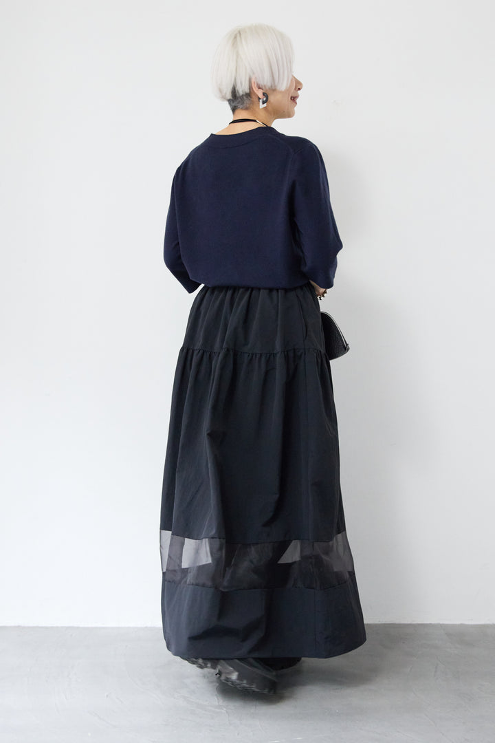 裾シアーデザインフレアスカート
