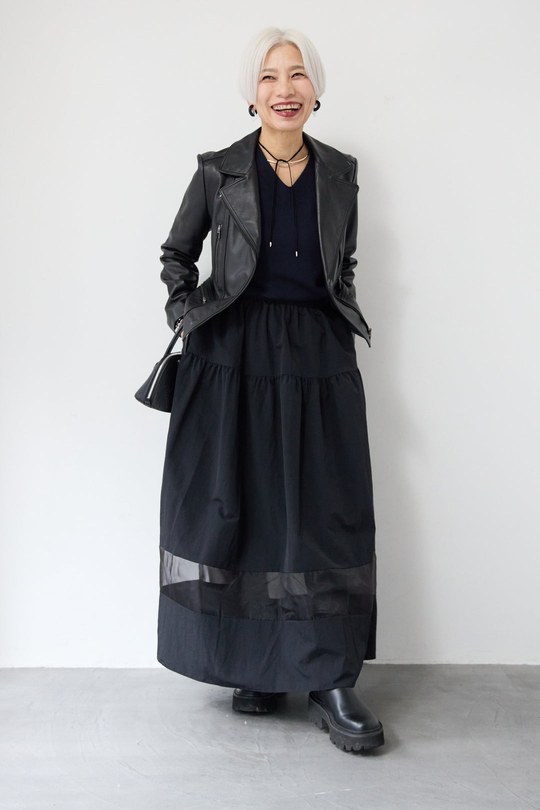 裾シアーデザインフレアスカート