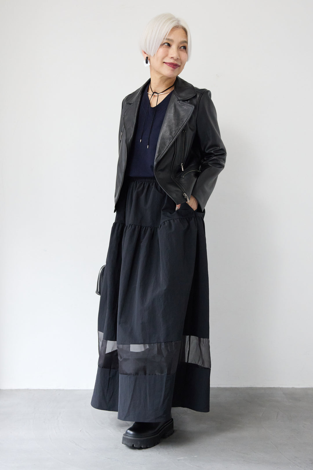 裾シアーデザインフレアスカート