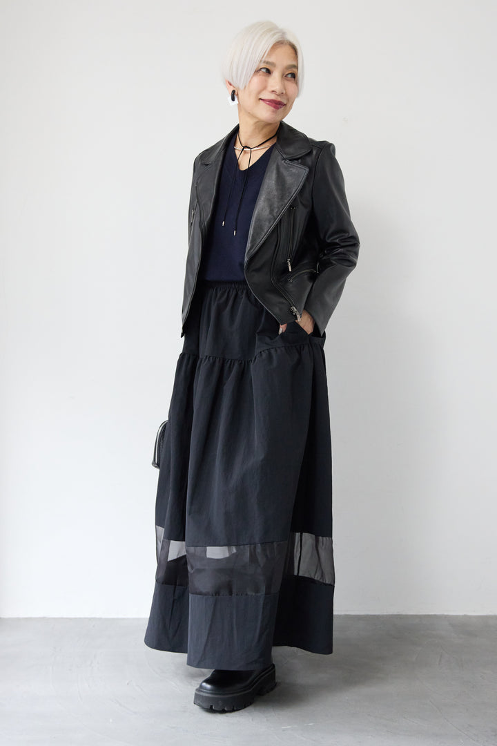 裾シアーデザインフレアスカート