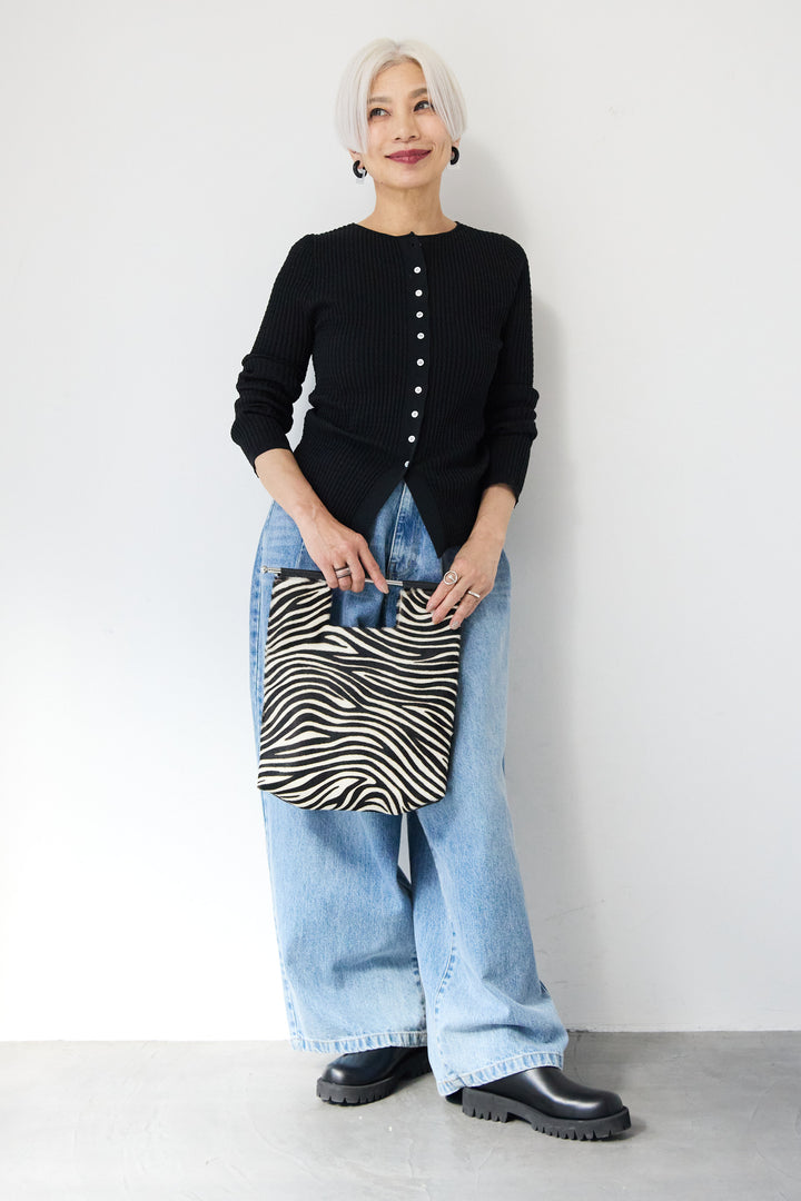 12Gリブクルーネックカーディガン