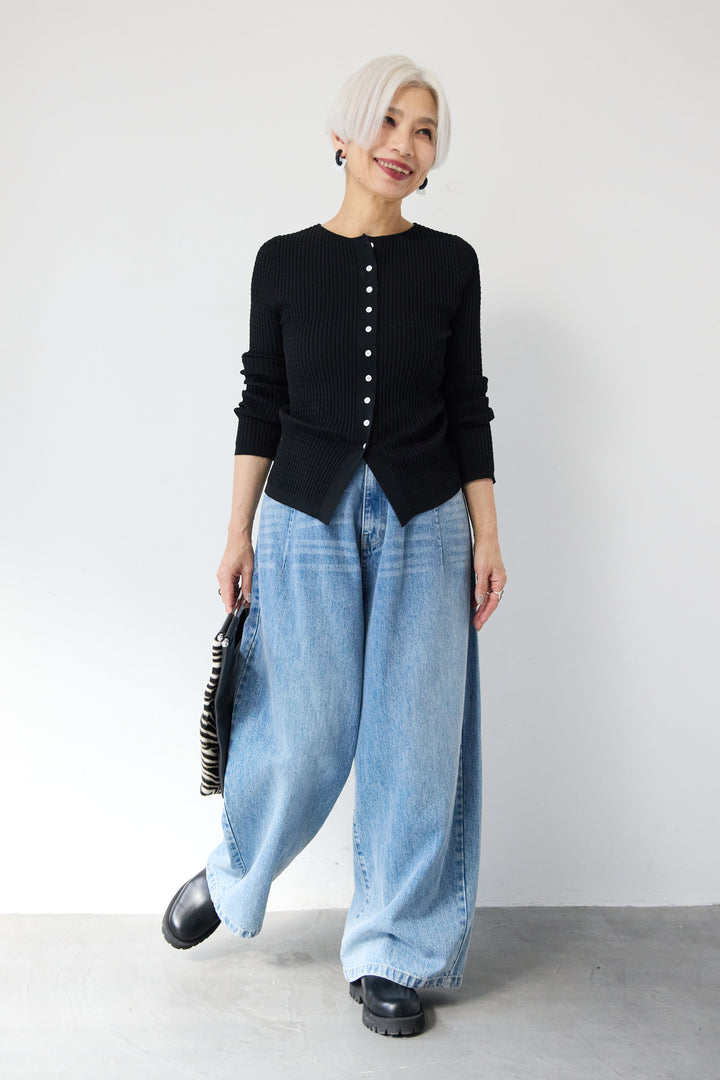 12Gリブクルーネックカーディガン