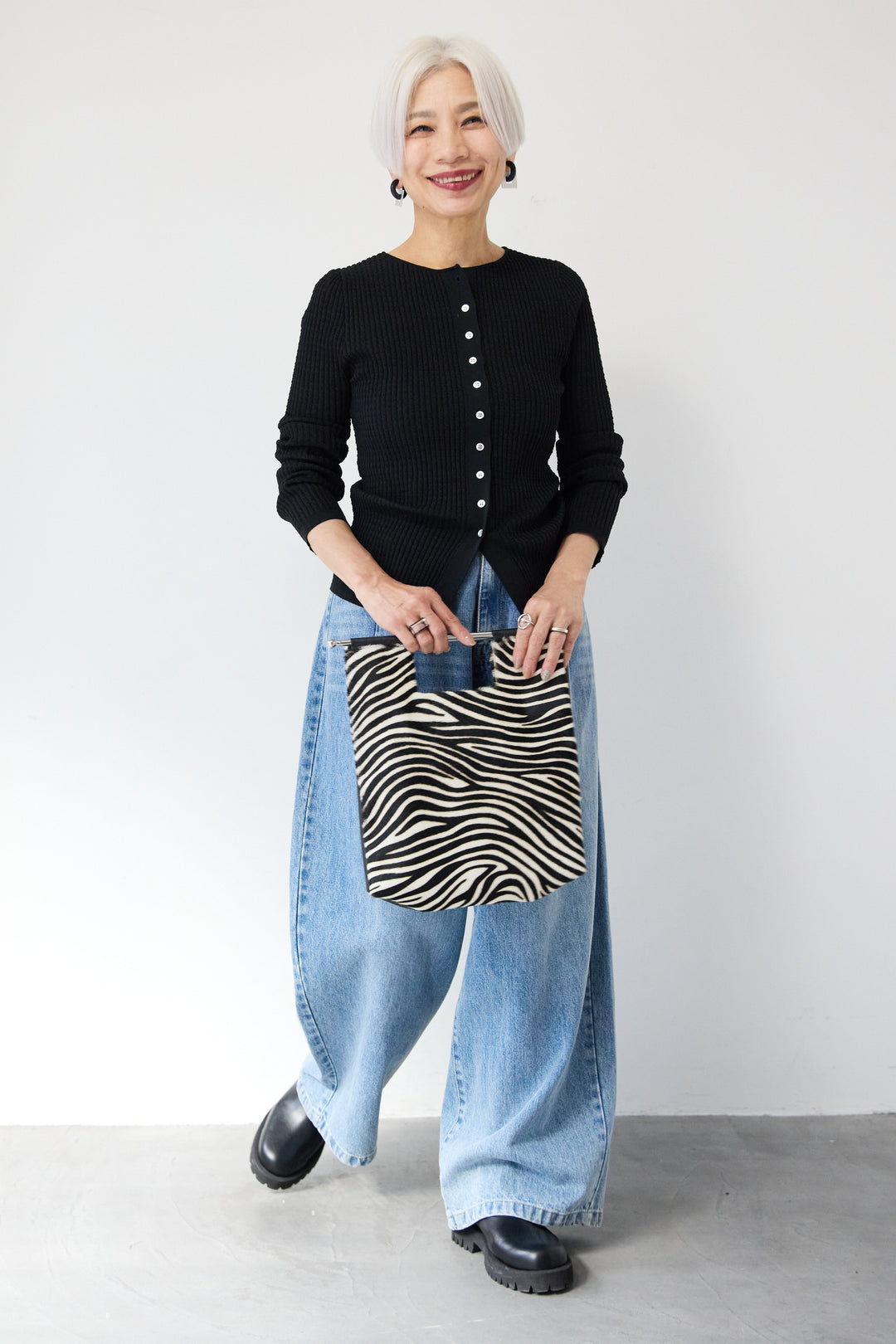 12Gリブクルーネックカーディガン