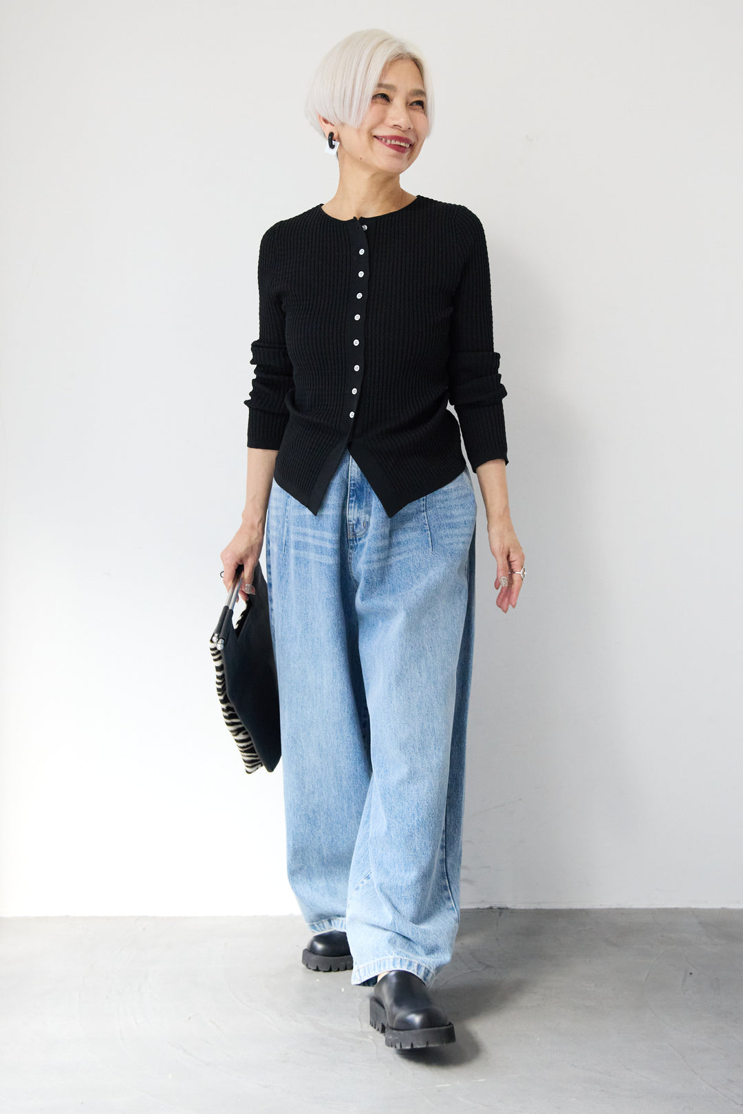 12Gリブクルーネックカーディガン