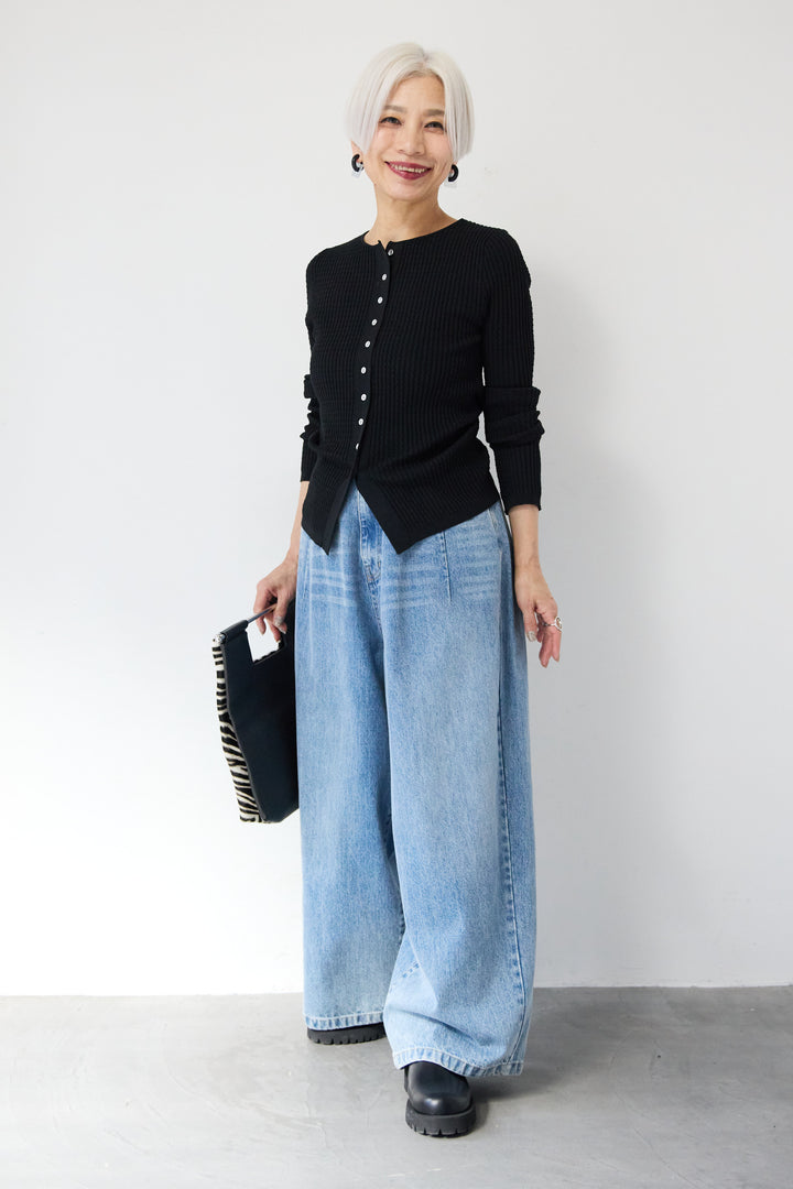 12Gリブクルーネックカーディガン