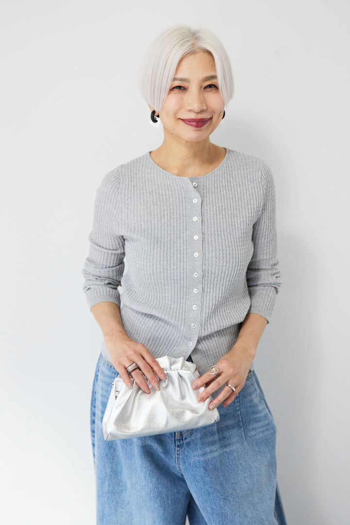 12Gリブクルーネックカーディガン