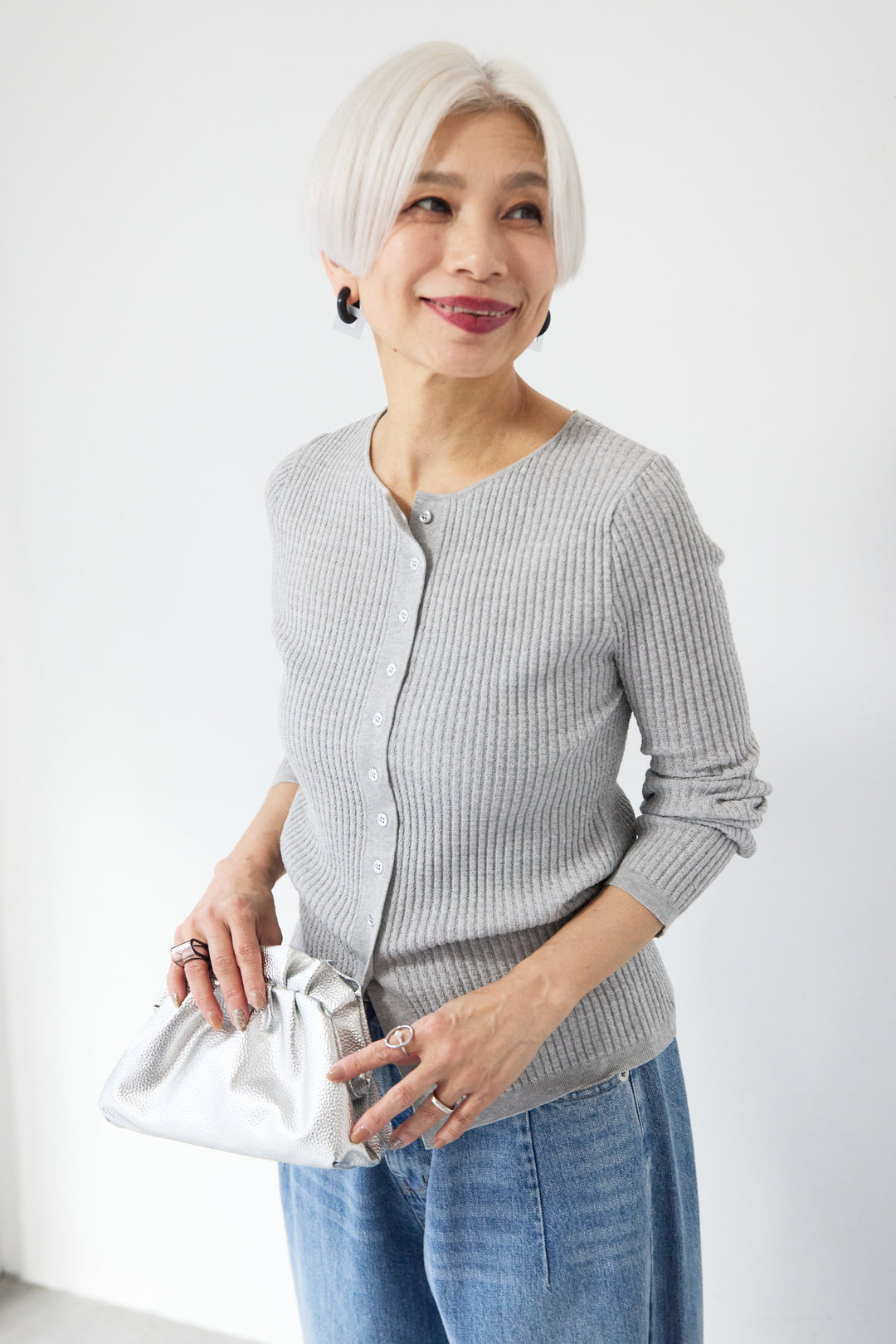 12Gリブクルーネックカーディガン