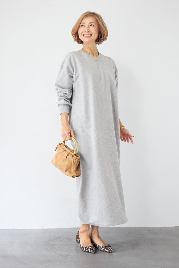 スウェット サイドスリット ロングワンピース