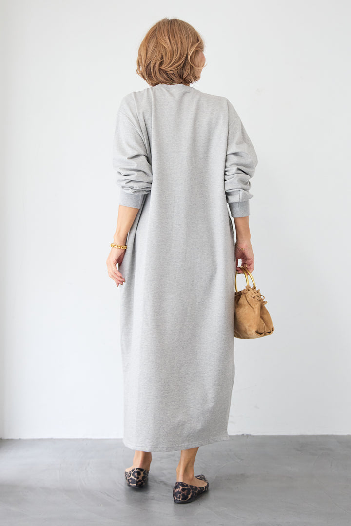 スウェット サイドスリット ロングワンピース