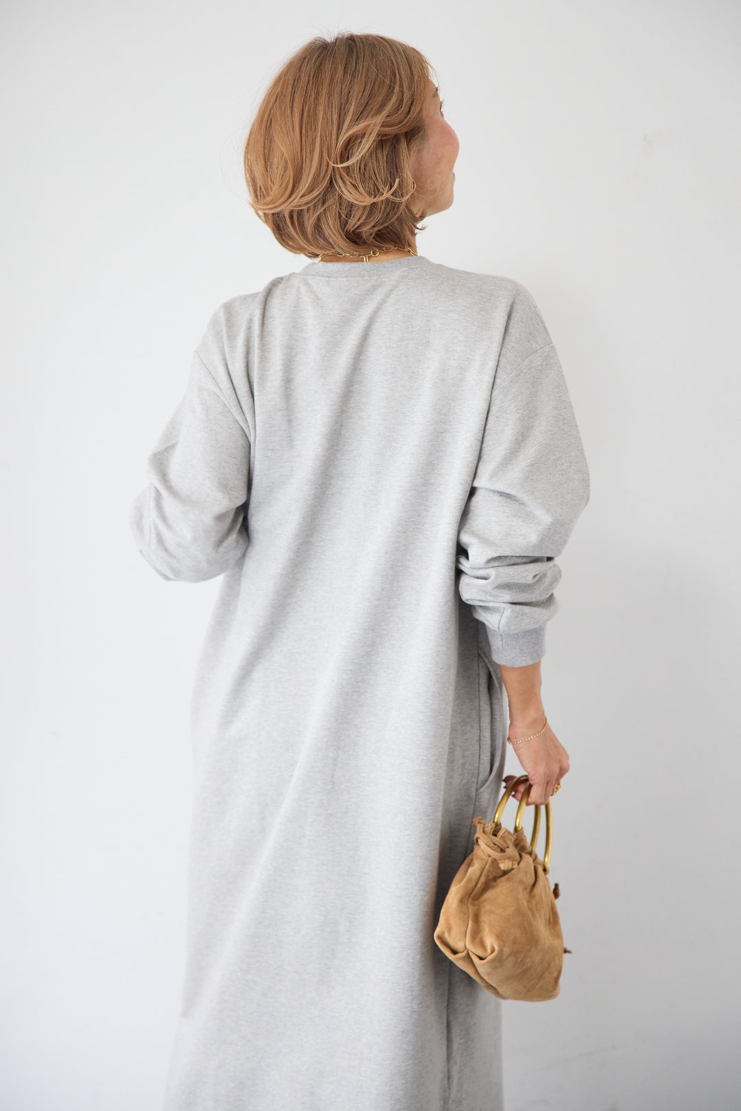 スウェット サイドスリット ロングワンピース