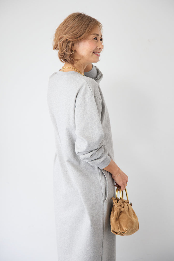 スウェット サイドスリット ロングワンピース