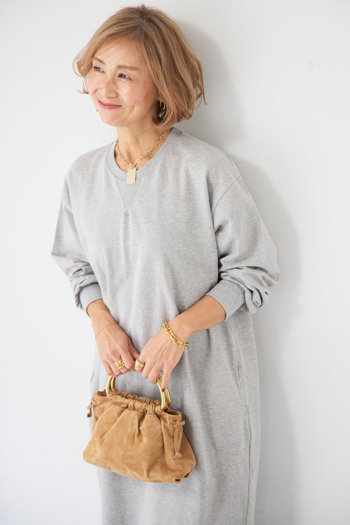 スウェット サイドスリット ロングワンピース