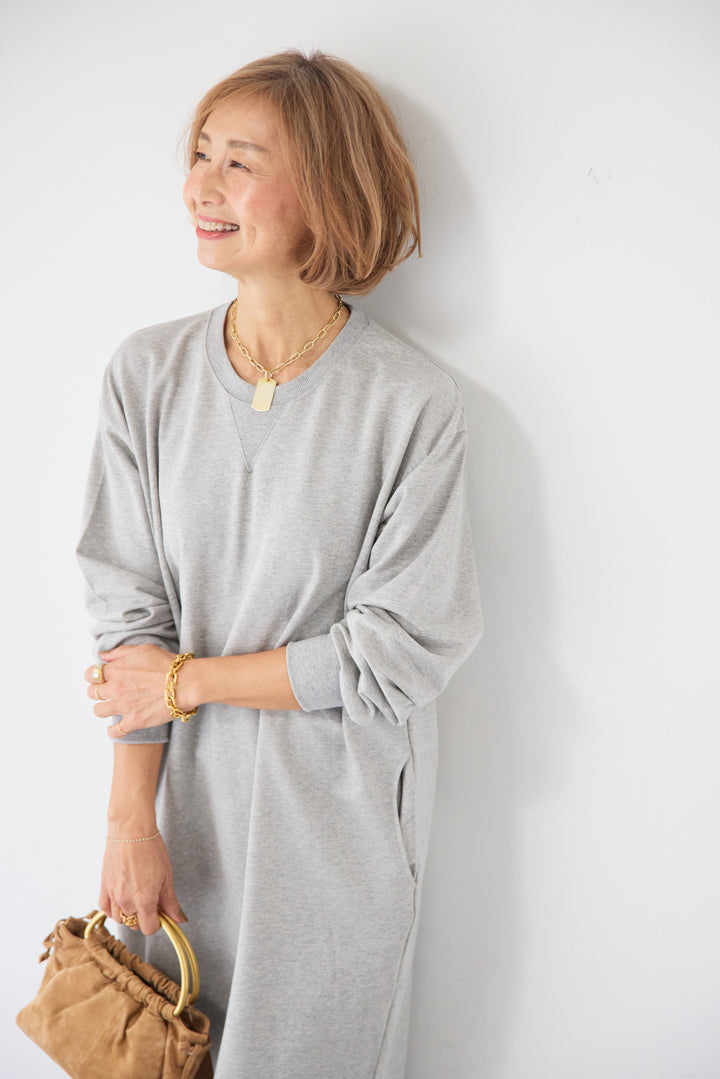 スウェット サイドスリット ロングワンピース