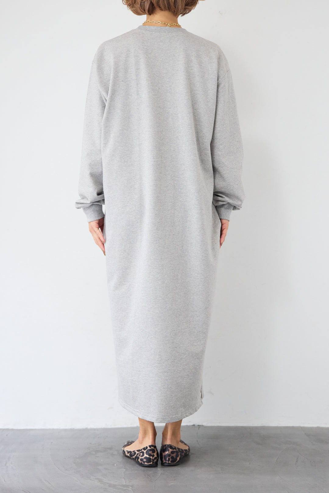 スウェット サイドスリット ロングワンピース