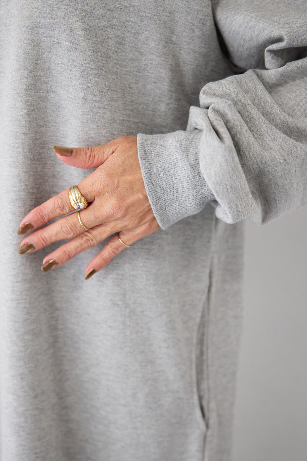 スウェット サイドスリット ロングワンピース