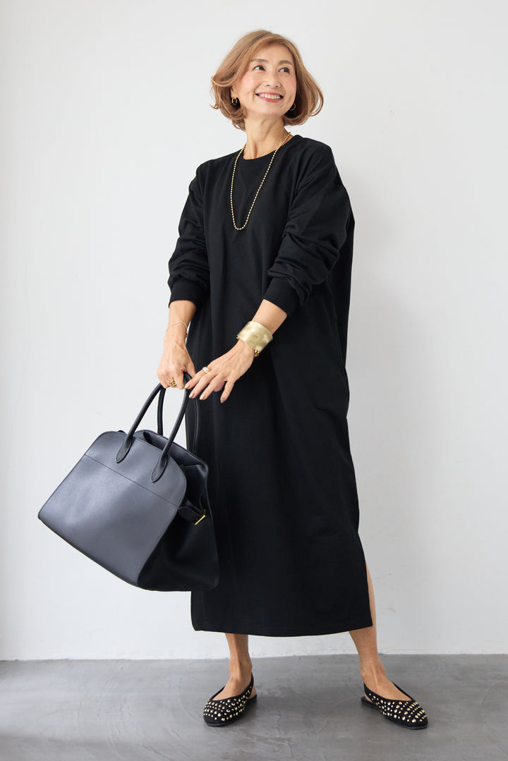 スウェット サイドスリット ロングワンピース