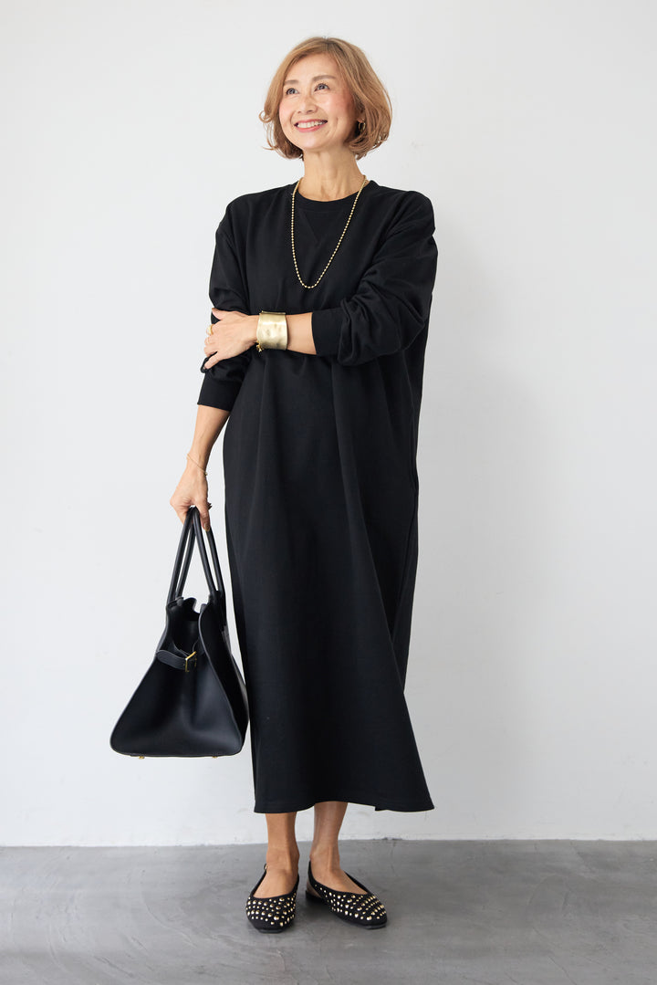 スウェット サイドスリット ロングワンピース