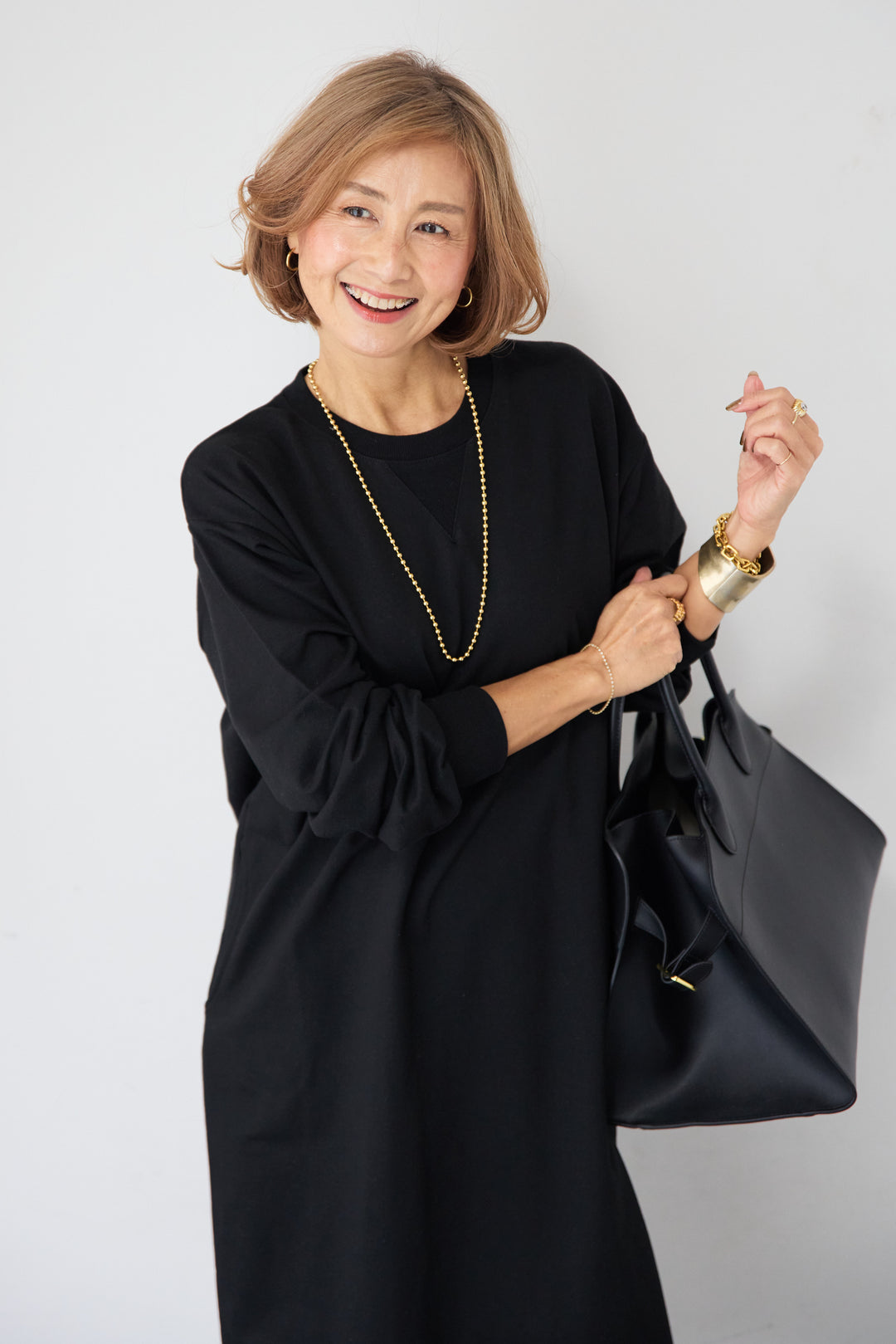 スウェット サイドスリット ロングワンピース