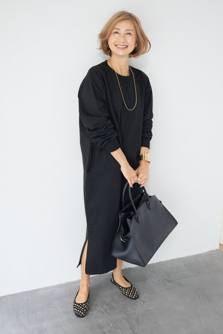 スウェット サイドスリット ロングワンピース