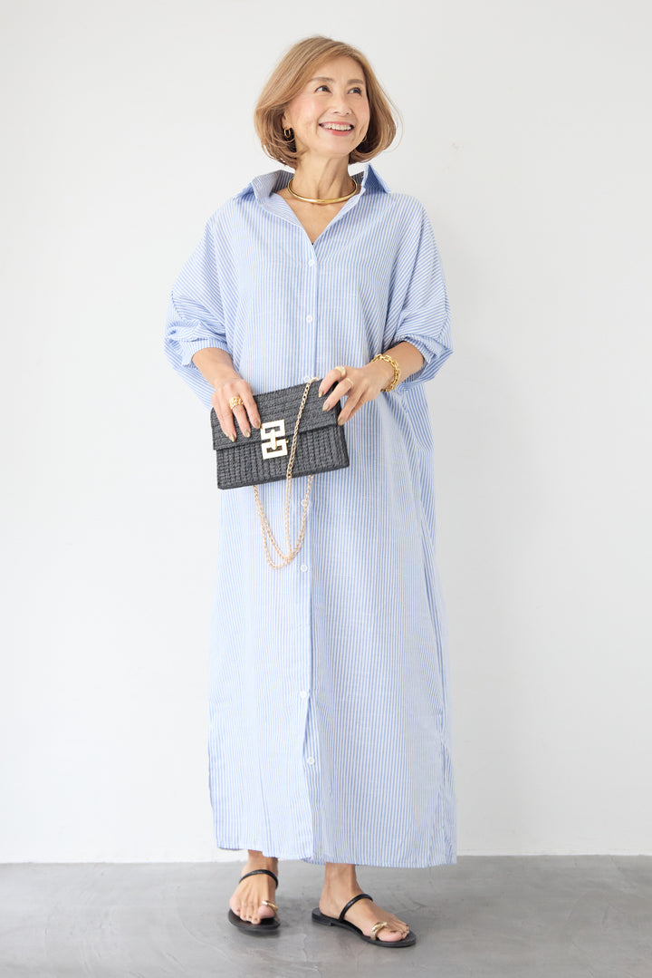 ドルマンスリーブ ロングシャツワンピース