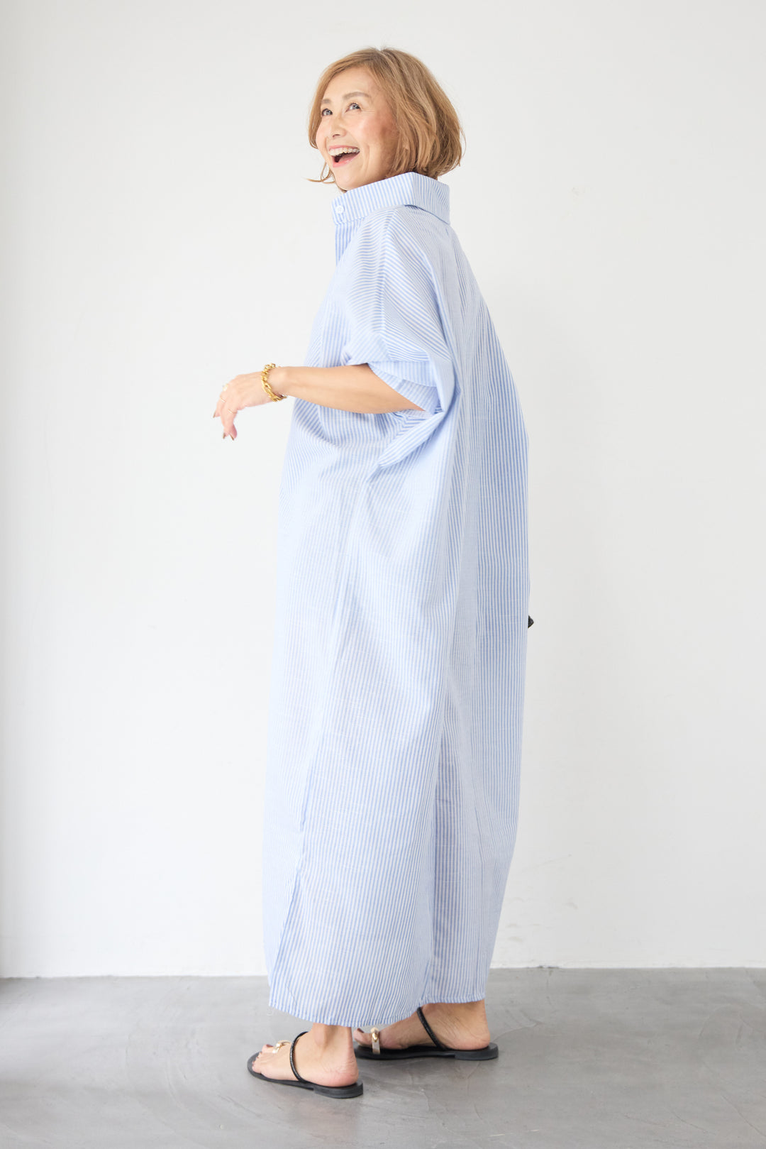 ドルマンスリーブ ロングシャツワンピース