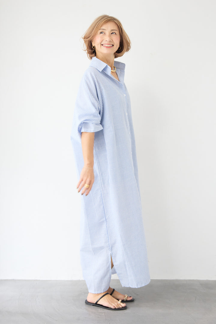 ドルマンスリーブ ロングシャツワンピース