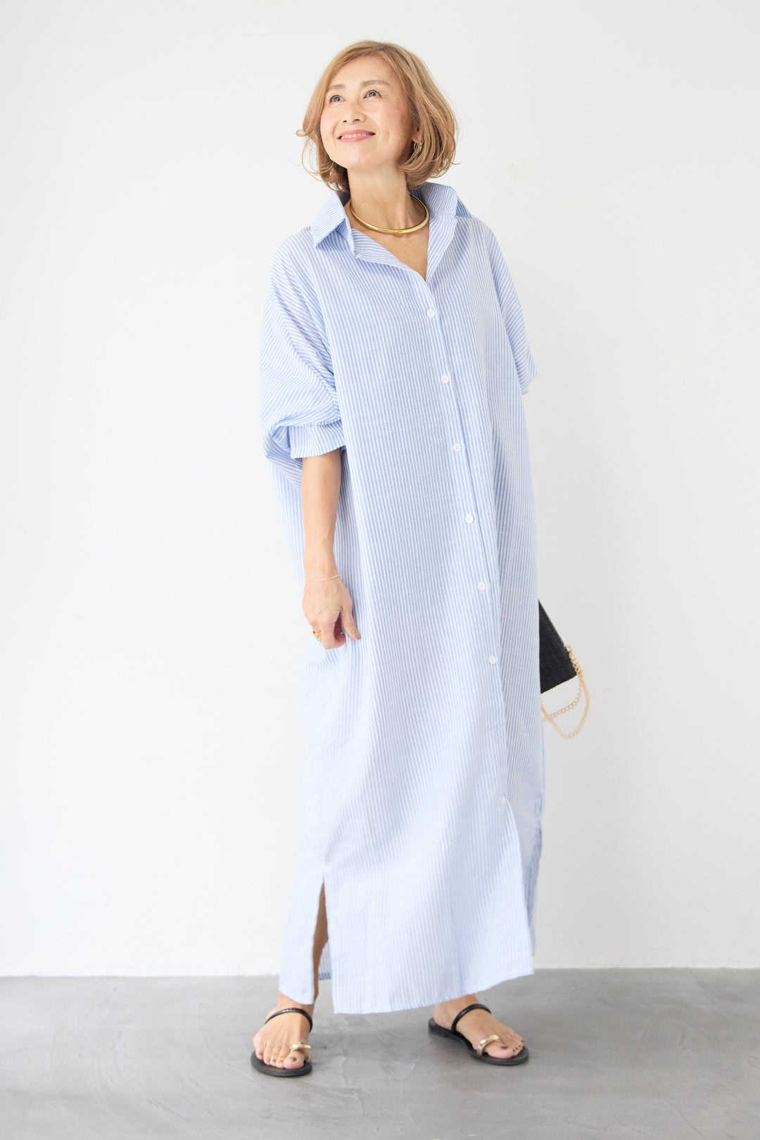 ドルマンスリーブ ロングシャツワンピース