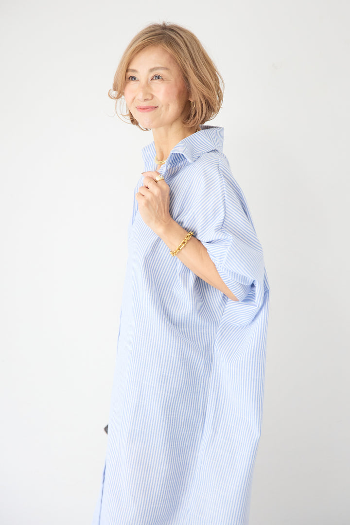 ドルマンスリーブ ロングシャツワンピース