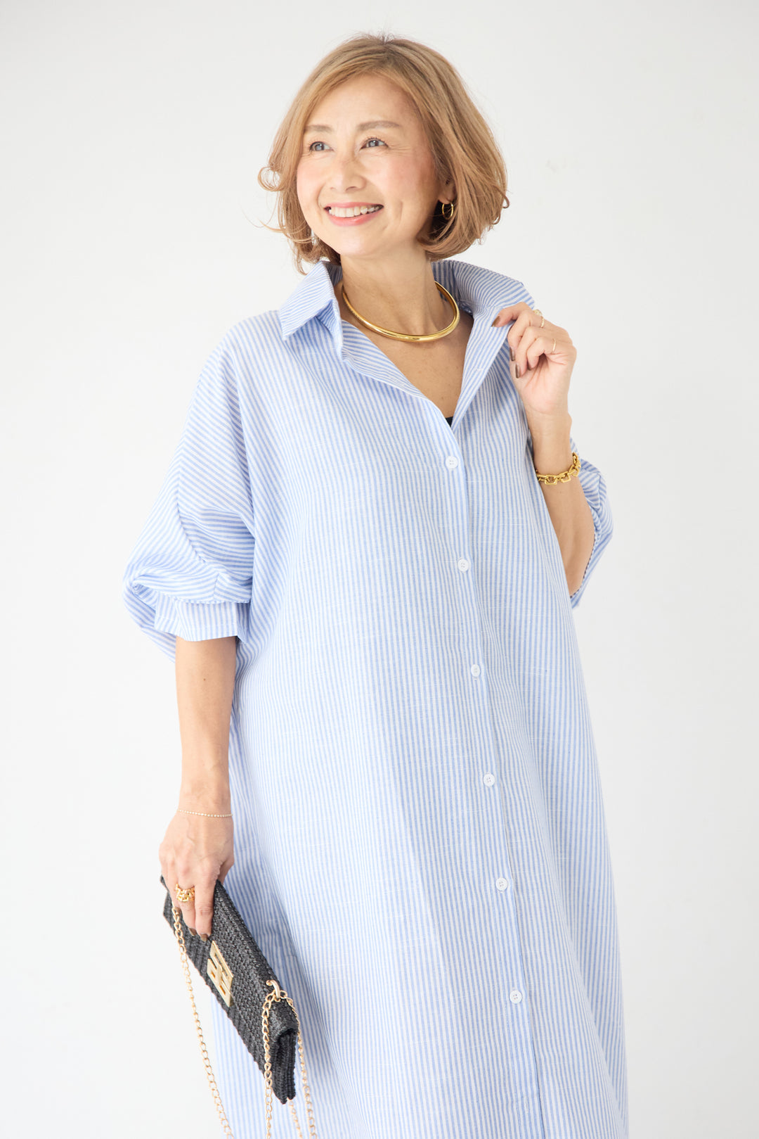 ドルマンスリーブ ロングシャツワンピース