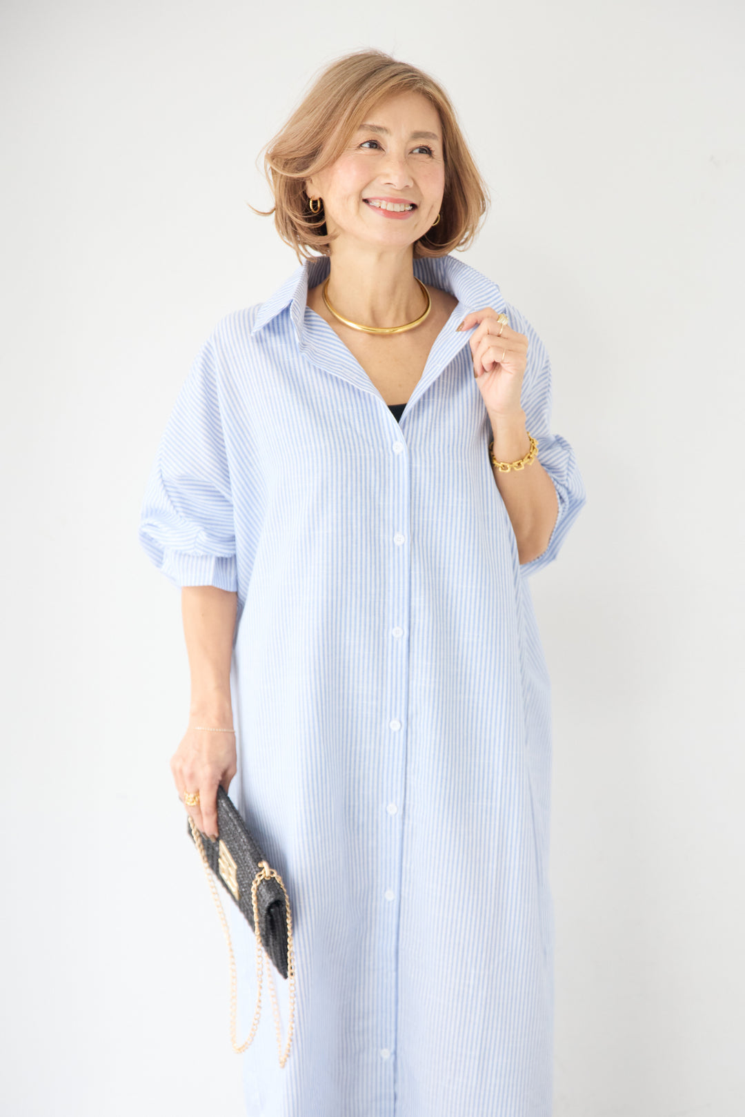 ドルマンスリーブ ロングシャツワンピース