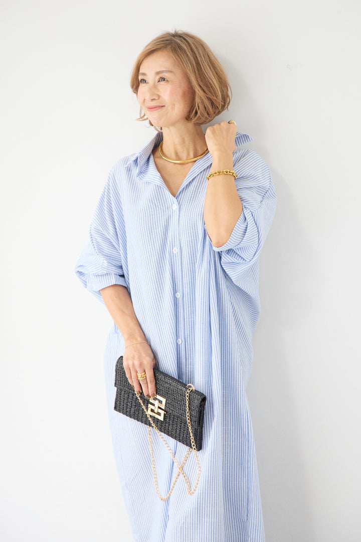 ドルマンスリーブ ロングシャツワンピース