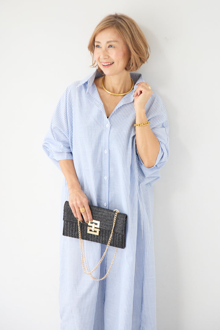 ドルマンスリーブ ロングシャツワンピース