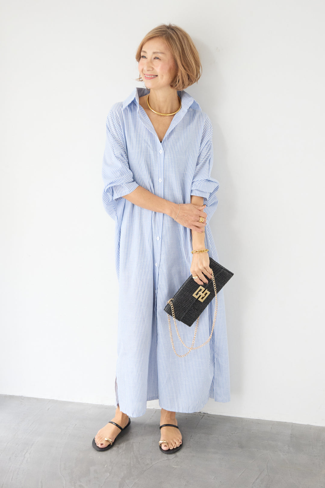 ドルマンスリーブ ロングシャツワンピース